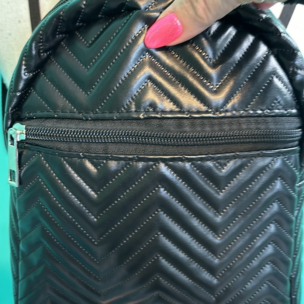 Chevron Patterned Black Backpack- Like New - image 3